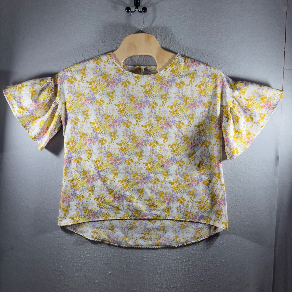 3219 | Ditsy Floral Double Flutter Sleeve Cottagecore Blouse Made in USA